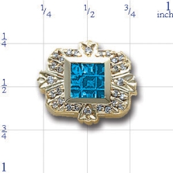A4183 14K SLIDE WITH BEZEL SCORED BLUE TOPAZ & DIAMOND 